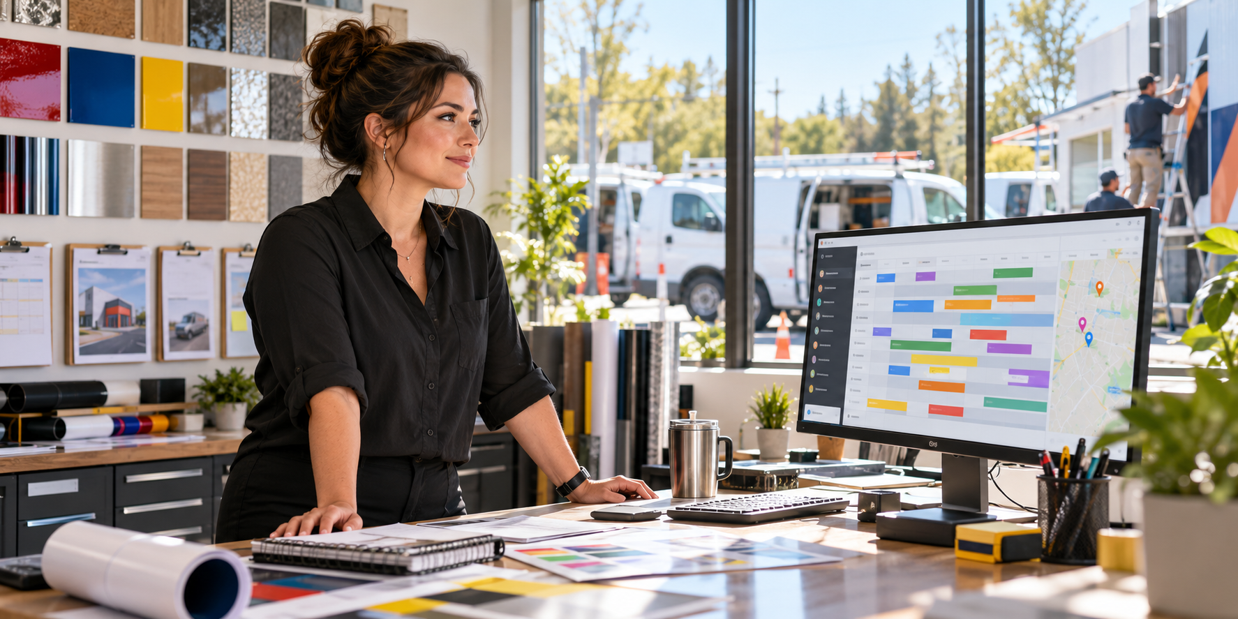 CrewCor dispatch manager reviewing installation crews and jobs